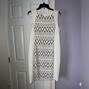 Anne Klein white and tan midi dress